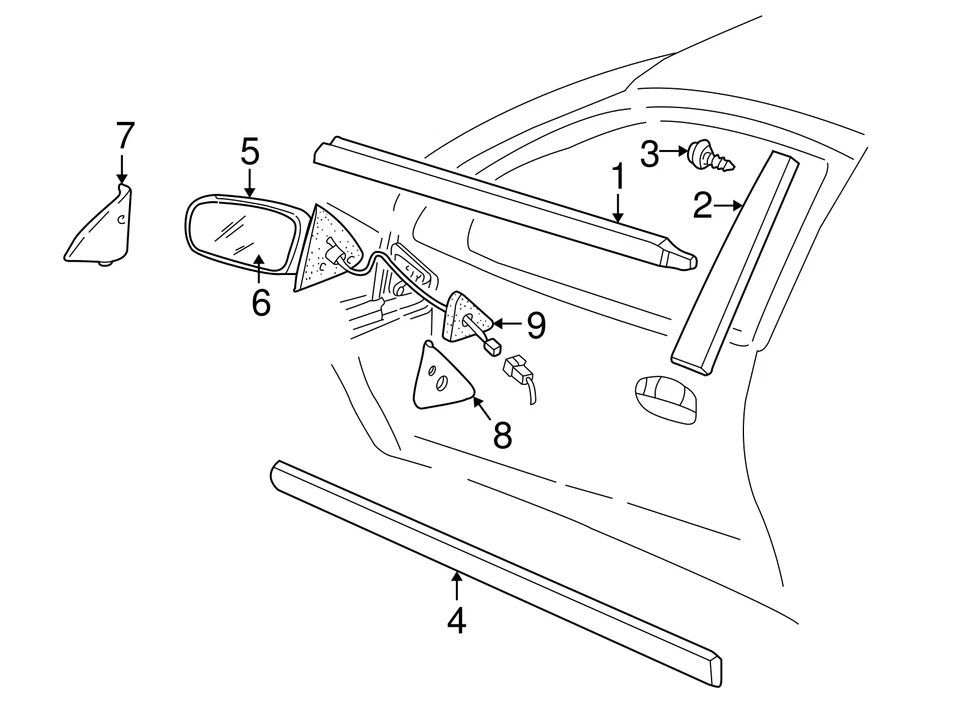 95-05 NUEVO GENUINO PONTIAC SUNFIRE (LH) TIRA DE SELLADO DE VENTANA LATERAL, P/N 22603107 Foto 3 de 4
