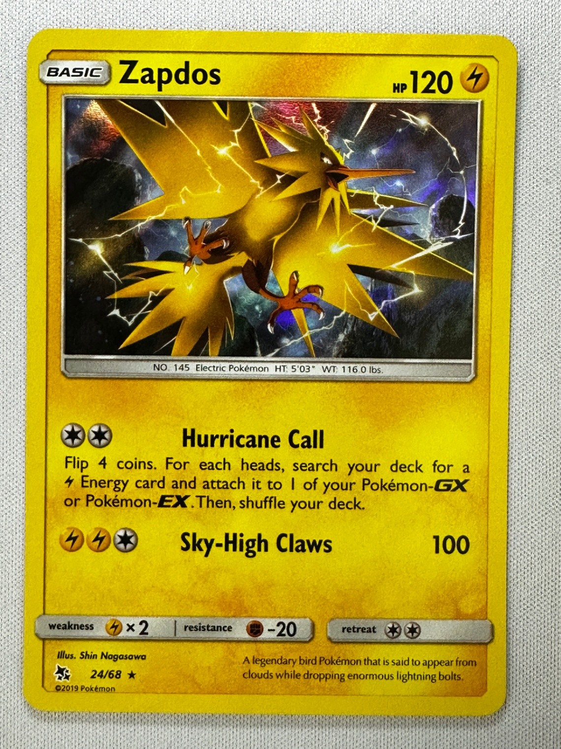 Zapdos Holo Rare Hidden Fates 24/68 NM