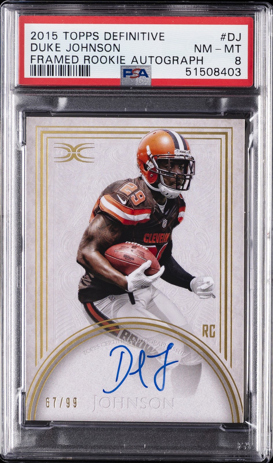 Duke Johnson Topps Definitive Framed Rookie Autograph #DJ Base