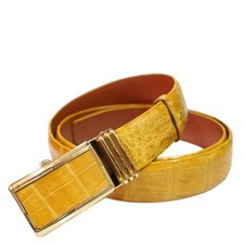 Handmade Genuine Croc Belt Leather Skin Yellow Size 32" - 44"