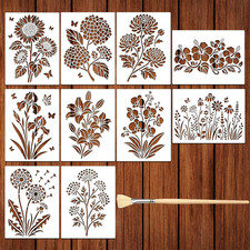 10PCS Large Flower Stencils for Painting on Wood 16 X 12 Inch Giant Wall