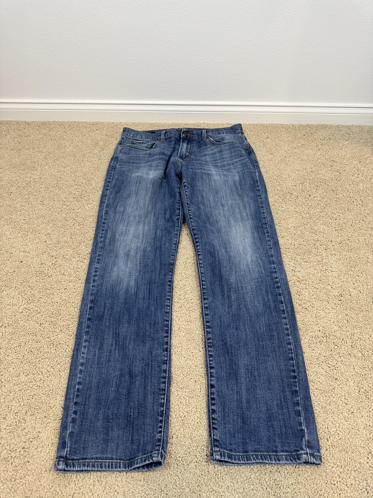 Mens 34x34 Blue Medium Wash Denim 5 Pocket