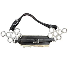 Hilason Engraved Stainless Steel Horse Hackamore Bit W/ Black Leather