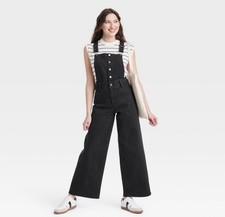 Women's Denim Sailor Overalls - Universal Thread Black 0