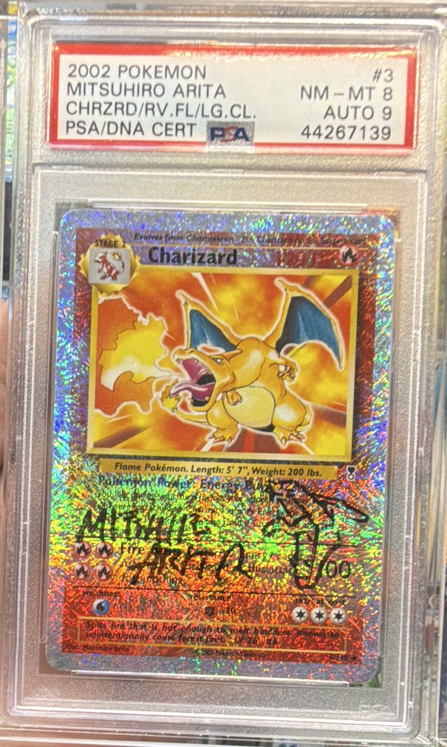 Charizard 3/110 Legendary Collection Reverse Holo 2002 Arita Auto 9 PSA 8