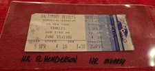 VINTAGE TICKET STUB ORIOLES VS YANKEES JUNE 15 1986 RICKEY HENDERSON & MURRAY HR