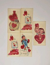 Vintage Valentines 1950s Lot Of 5 Made In The USA Retro Romance Love MCM Unused