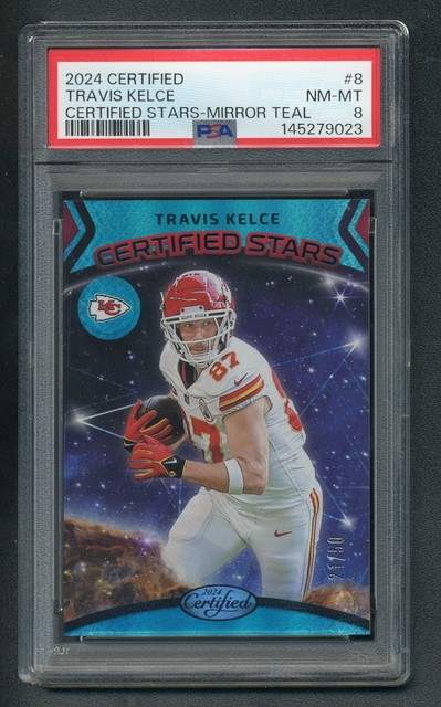 2024 Panini Certified Stars Mirror Teal Travis Kelce /50! PSA 8 LOW POP! !