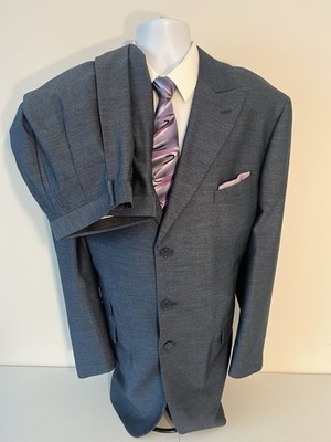 Apollo King 2-piece slate blue big man suit men size 50r pants 44x32 3B2V