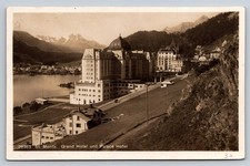 St. Moritz Switzerland Grand Hotel & Palace Hotel 1938 RPPC Postcard