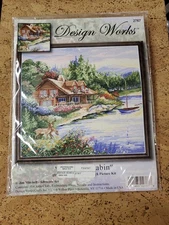 Design Works Counted Cross Stitch Kit 15"X15"-Lakeside Cabin - 2767 Sealed