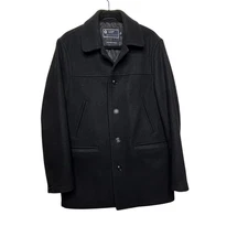 J Crew Men’s Black Wool Stadium Cloth University Jacket Peacoat Thinsulate M