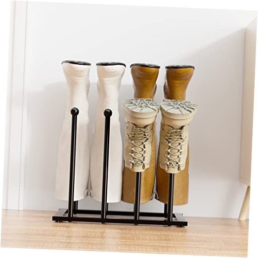 Compact Black Metal Shoe Rack Organizer Holds 4 Pairs Freestanding