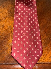 Vintage Valentino Cravatte Silk Tie Red Burgundy Geometric Medallion Italy