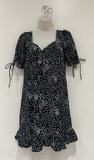 NASTY GAL Women's Black Spot Print Mini Dress (Size: L) - Slim Fit