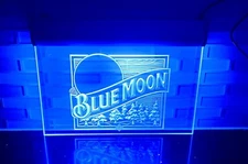 Blue Moon Beer LED Sign 11.75" X 7" Lucite Hanging Plug In Man Cave Bar