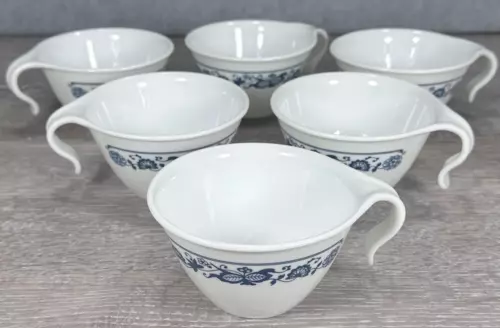 Corelle by Corning 6 Coffee/Tea Cups Old Town Blue Onion Hook Handle VINTAGE-LN