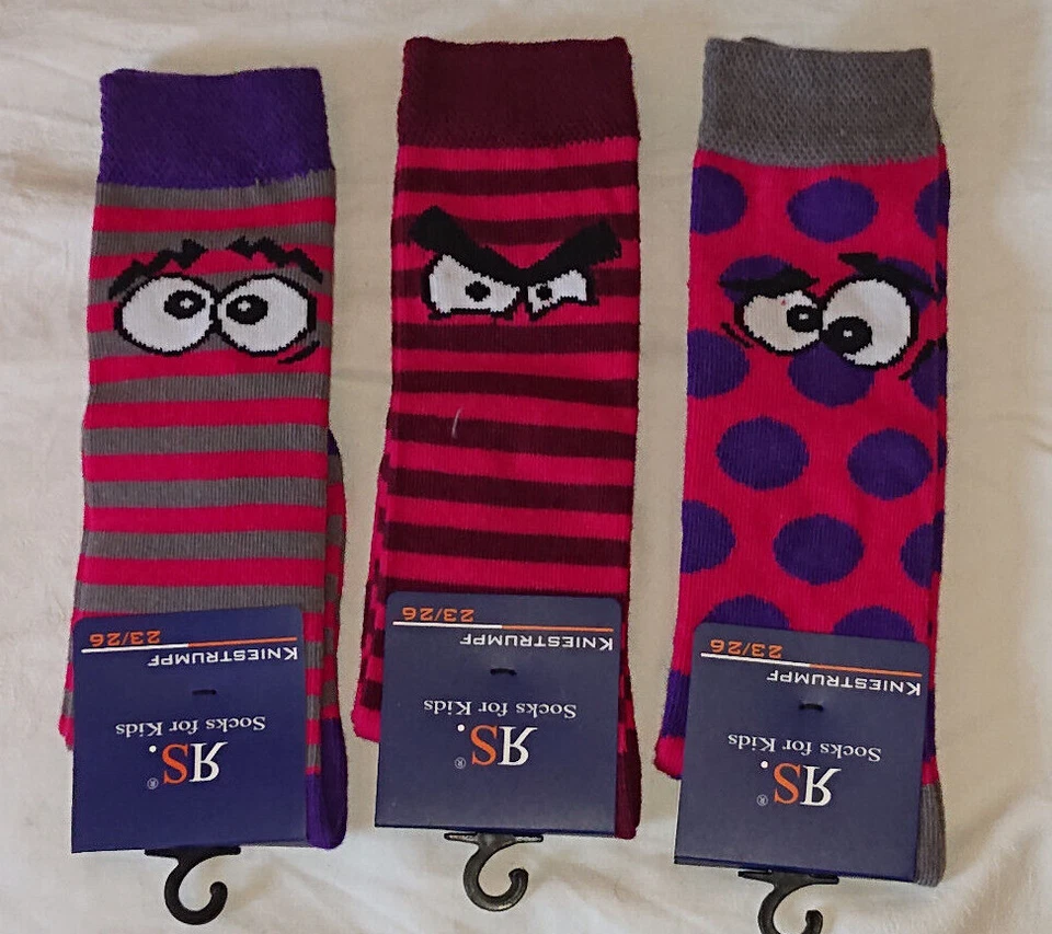 RIESE STRÜMPFE RIESE 3x Mädchen Kniestrümpfe 23-38 Socken Strümpfe Mädchenstrümpfe AUGEN