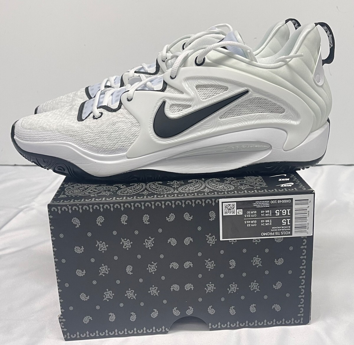 Size 15 - Nike KD 15 TB White Black for sale online | eBay