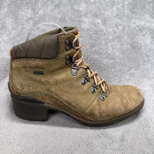 Merrell Chateau Boots Womens 8.5 Mid Brown Leather Hiking Heel J45540 - 第 1/23 張圖片