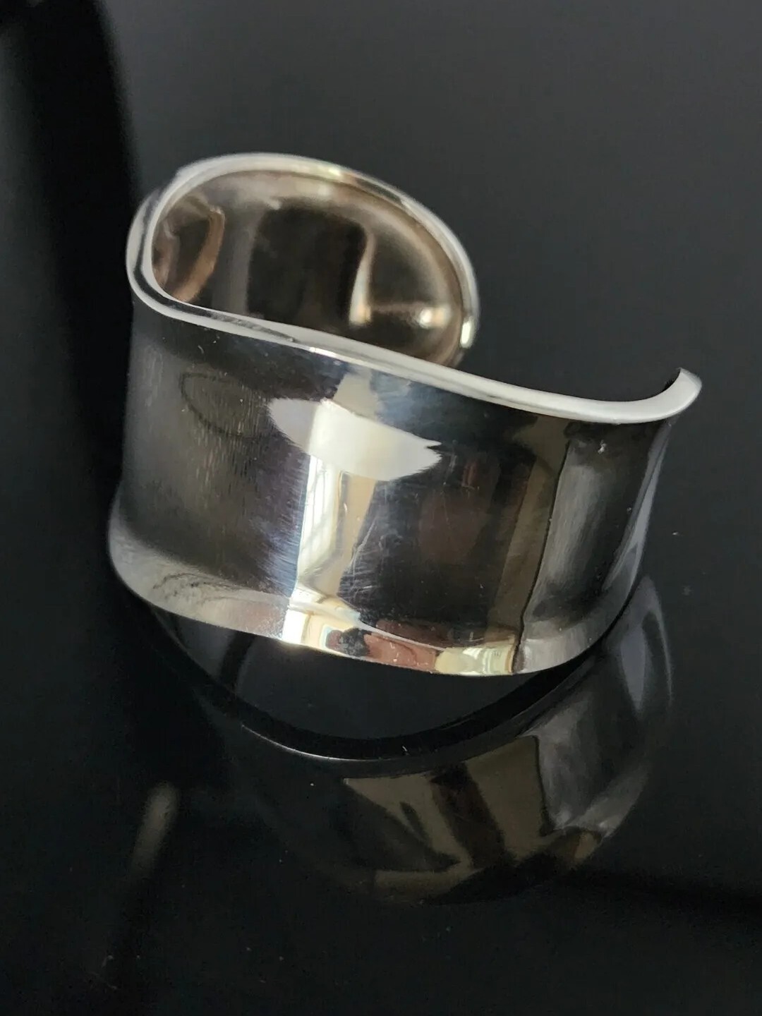 Sterling Silver Bangle Bone Cuff Wave Bracelet Mexico Handcrafted Signed 36 Gms