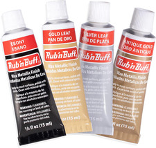 Rub N Buff Wax Metallic Finish 4 Color Kit - Antique Gold Silver Leaf Gold Leaf