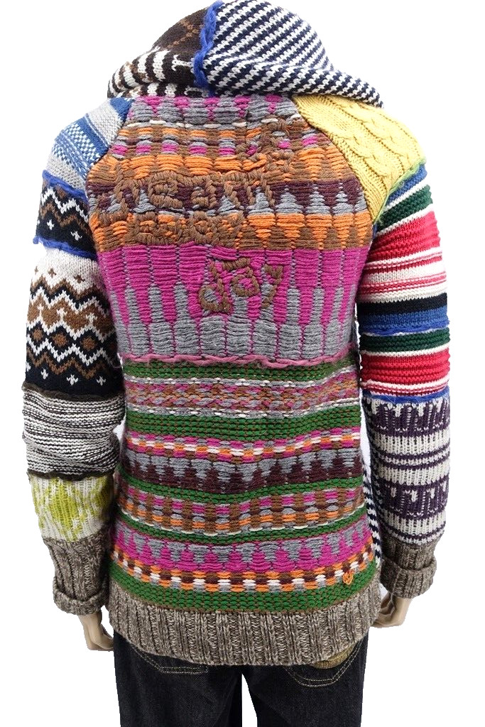 Desigual Multicolor Patchwork Geometric Knit Zip-… - image 6