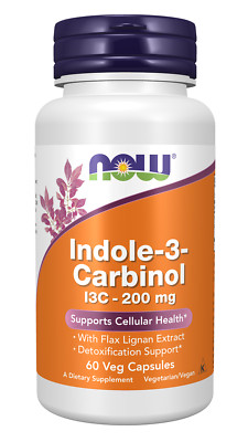 NOW Foods Indole-3-Carbinol I3C with Lignans 200 mg 60 Veg Caps 8/27EXP