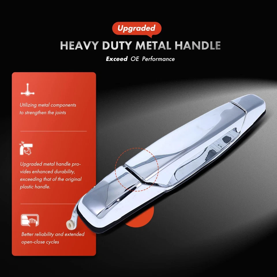 4x Manija de puerta exterior de metal mejorada para Chevrolet Silverado GMC delantera y trasera Foto 3 de 4