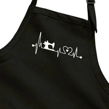 Apron Full Length Gift Hobby Sew Printed Sewing Heartbeat Lifeline Machine Love