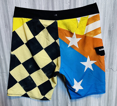 Quicksilver Board Shorts Men 36 Colorblock Geometric Stetch Swim Unlined Trunks