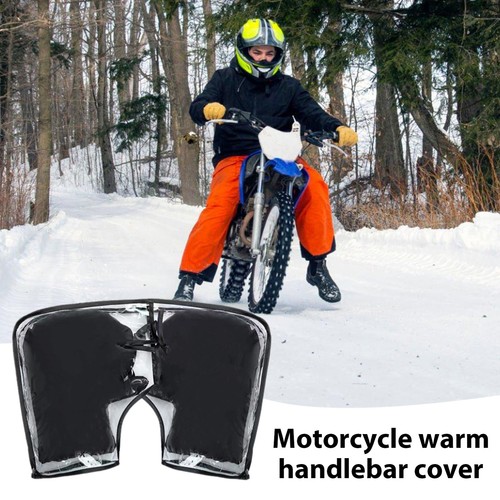 Waterproof Motorcycle Handlebar Gloves Snowmobile Bike PVC Gloves Hand Fur Muffs - Picture 2 of 11