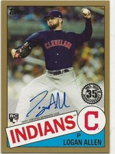 2020 Topps Series 1 LOGAN ALLEN 1985 Topps Autograph Auto GOLD 32/50 Indians RC
