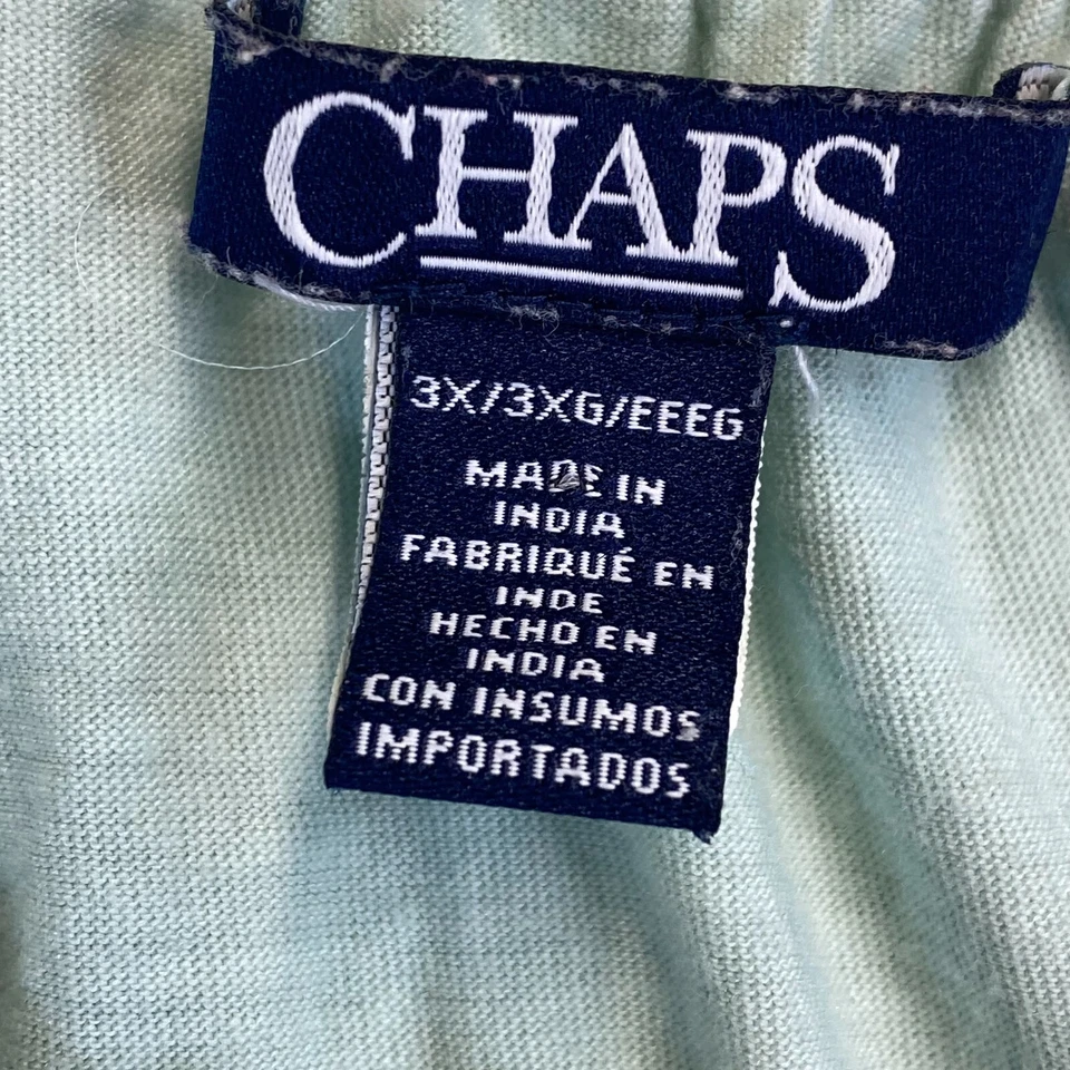 Chaps  Shirt Women 3X Pistachio Green Pastel  3/4 Sleeve Banded Cuff Hem Bohemia - Image 3 of 4