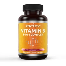Zentastic Vitamin B-Complex, Active and Methyl Forms, Immune Support, 90 Capsule