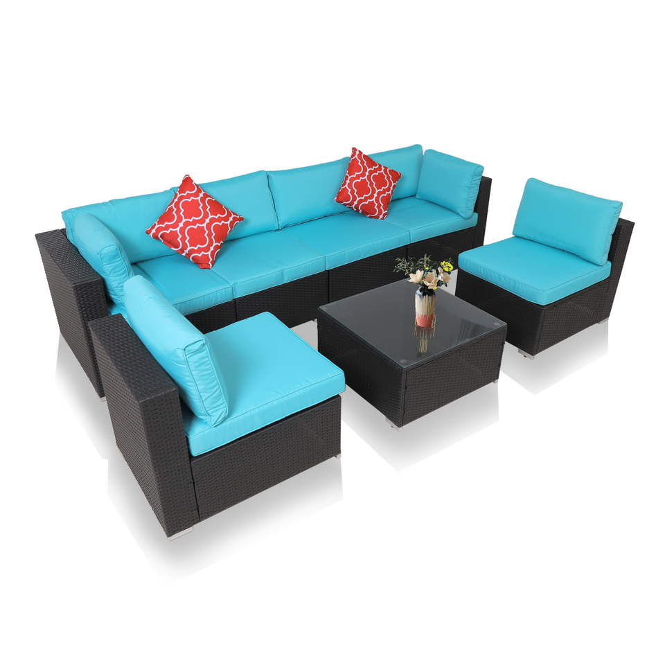 7 Rattan Wicker Sofa Set Sectional Couch Cushioned Furniture Patio Sofa