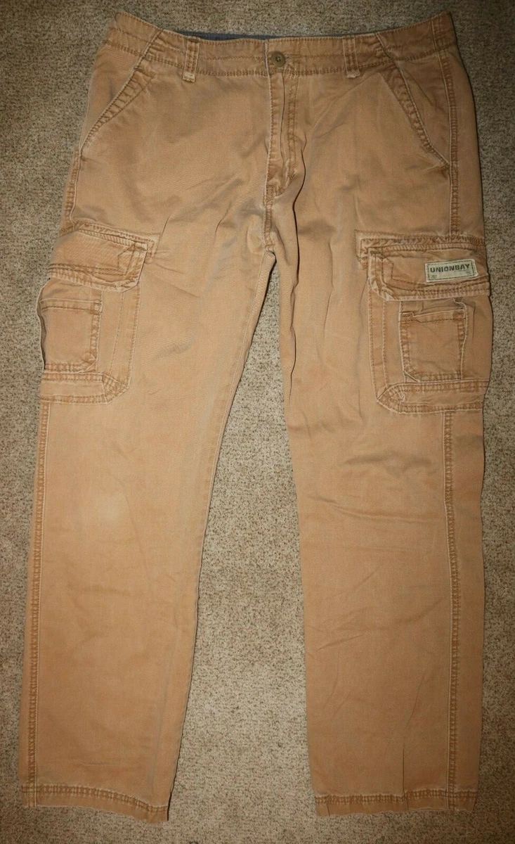 Union Bay Mens Cargo Pants 36 x 34 Khaki 8 Pockets Outdoors