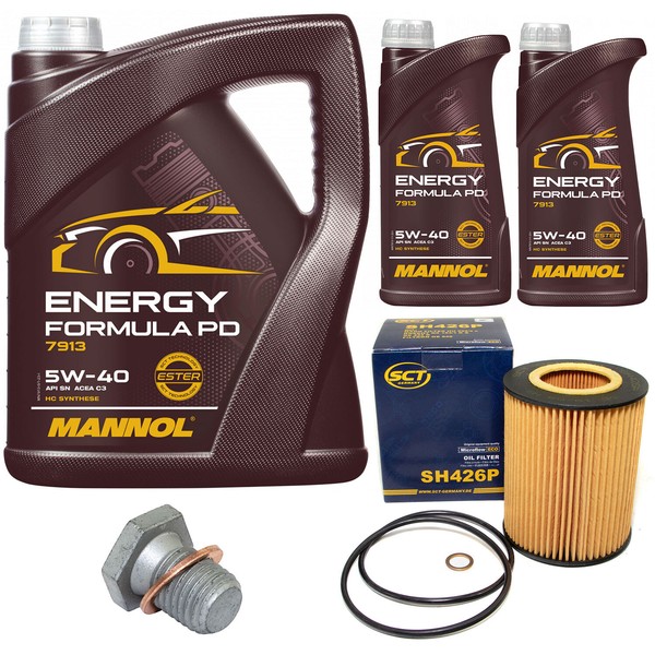 MotoröL Set Mannol 5W-40 7 Liter + ÖLfilter + Schraube FüR BMW 7Er 730I Li E65-image