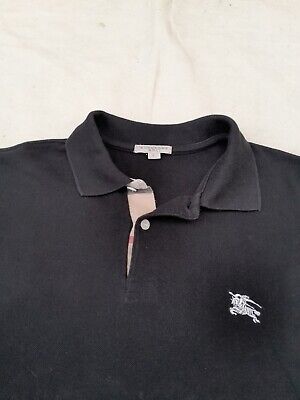 Burberry Brit Polo Shirt Men's Large Black Nova Check Burberry Brit Polo Shirt Men's Large Black Nova Check