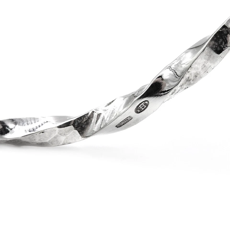 Cellerini - Collana Rigida in Argento Sterling 925 Filo Torchon Martellato - Immagine 3 di 4