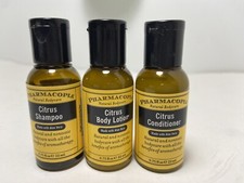 Pharmacopia Citrus Shampoo Conditioner and Body Lotion in Trial Size Bottles New