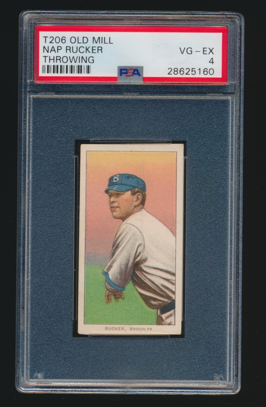 1909-11 T206 Nap Rucker Throwing Old Mill Dodgers PSA 4 VG-EX DEAD CENTERED