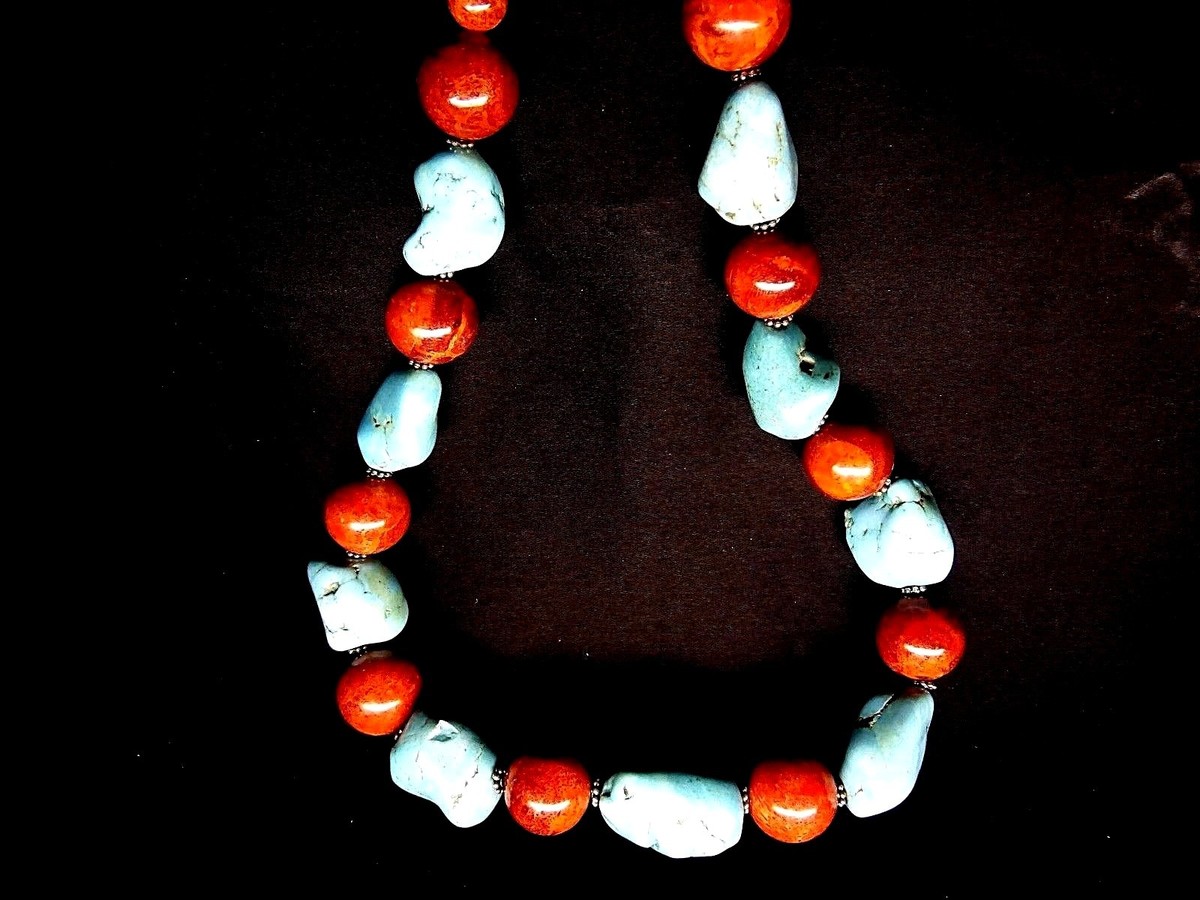 LEE SANDS LS MAGNESITE BEAD NECKLACE Turquoise Handcrafted Artisan 19