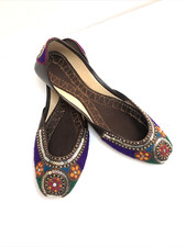 Handmade Traditional Punjabi Indian Leather Embroidered Khussa Shoes Wm Size 8