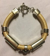 Handcrafted One Of A Kind Leather Bracelet Elephant Approximately 8  