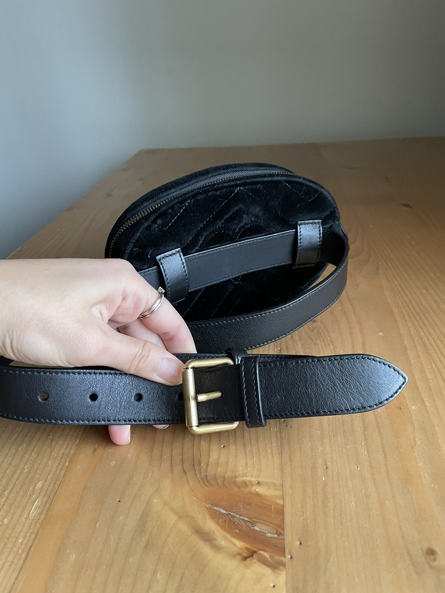 Authentic Gucci GG Marmont Black Velvet Leather Waist Belt Authentic Gucci GG Marmont Black Velvet Leather Waist Belt