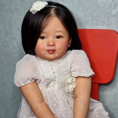 28inch Finished Reborn Baby Doll Toddler Girl Long Hair Cloth Body Handmade Gift