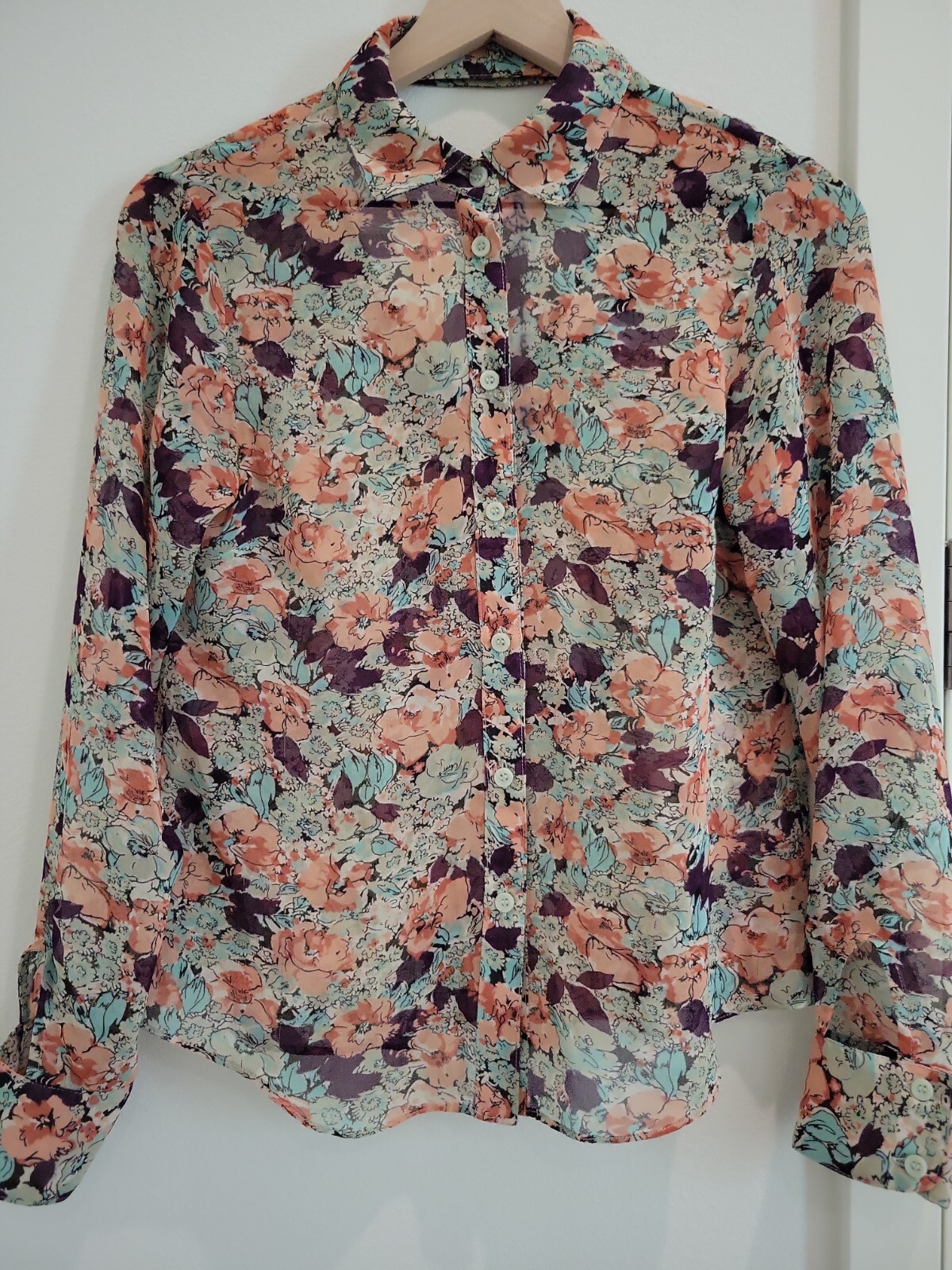 BCBGeneration Floral Button Down Blouse Size XS - image 1