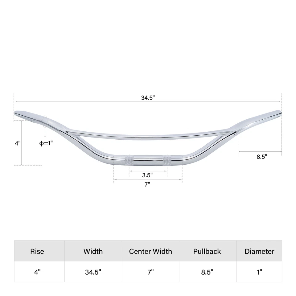 Manillar Hollywood cromado de 1" de elevación de 4" para helicópteros Harley Softail Sportster Foto 3 de 4