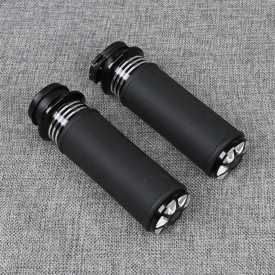 New Black 1'' CNC Handlebar Hand Grips For Harley Sportster XL 883 1200 96-Later - Image 4 of 4